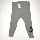 Nike Sportswear Women Essential Gray/Black High Waist Leggings DB6052-063 2X