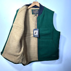 Filson Mackinaw Wool Work Vest Mens L Sherpa Lined Thick Warm Green