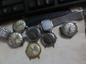 Vintage lot of 8 Timex Manual Wind Men's Watches for Parts Repair