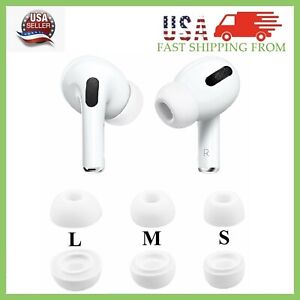 For Apple Airpods Pro NEW Silicon Ear Tips Replacement Cover S/M/L White 3 Pairs