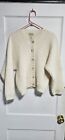 LL Bean Vintage Cream Chunky Mohair Cardigan Sweater Womens M Made In USA J091