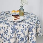Wracra Cotton Linen Vintage Round Tablecloth Floral 55