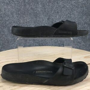 Birkenstock Sandals Mens 38 Slide Black Leather Open Toe Casual Buckle