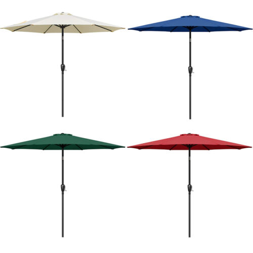 7.5 / 9ft Patio Outdoor Market Table Umbrella with Button Tilt & 6/8 Sturdy Ribs