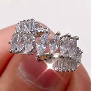 Women Fashion 925 Silver Wedding Party Ring Cubic Zircon Jewelry Sz 6-10