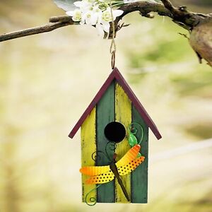 Wooden Decorative Birdhouse Hanging Bird House HandPainted Birds Outdoor BDhouse