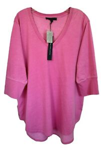 Jane and Delancey Women's Blouse Top Vintage Look 3/4 Sleeve Plus Size 1X Pink