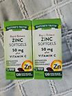 Natures Truth 50mg ZINC Gels +Vitamin C 120 Rapid Release LOT of 2 SEALED 01/25