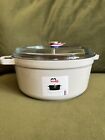 STAUB Truffle White Cast Iron 4-qt Round Cocotte with Glass Lid READ