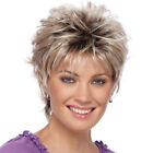 Short Fluffy Layered Stright Dark Roots Blonde Mix Synthetic Hair Wigs Women