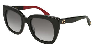 Gucci Women's Black Square Cat Eye Sunglasses - GG0163SN-003-51 - Italy