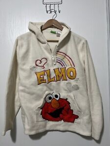 Womens Sesame Street Elmo Fleece Hoodie Pullover Sweatshirt Embroidered L