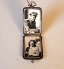 Sterling Silver Photo Locket Case Dual VTG Photos Hinged Necklace Antique