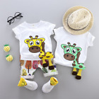 Toddler Baby Boy Summer Cotton Clothing Short Sleeve Cartoon Giraffe T-shirt Set