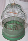 1950s VINTAGE HENDRYX GREEN METAL BIRD FEEDER BEEHIVE DOME + 2 GLASS FEEDERS