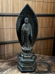 New ListingBUDDHA AMIDA NYORAI AMITABHA Wooden Statue 8.4 inch 19TH C EDO Japanese Antique