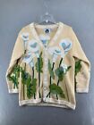 Storybrook Knits Womens Cardigan Small Khaki Floral Button Up Vintage Cala Lilly
