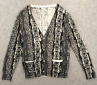 Acne Studios Cardigan Sweater Womens Small Black Beige Lana Snake Print Knit