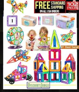 102 Pcs LazyMonk Construction Magnetic 3D Tiles Building Blocks Toys for Kids 3+