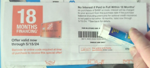 HOME DEPOT Coupon up to 18 months financing Coupon  Exp 05/8/24