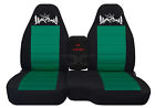 Fits Ford ranger /truck car seat covers 60-40 blk-emerald green w/mountain (For: 1995 Ford Ranger)