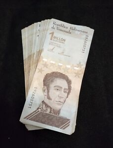 100 pcs x Venezuela 1 Million (1,000,000) Bolivares- CIRCULATED banknote bundle