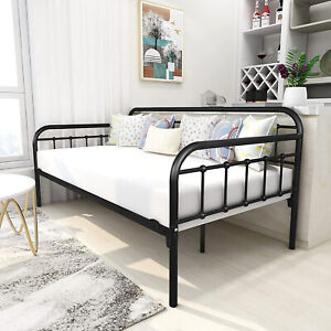 Japanese Black Metal Daybed: Functional Twin Size, Versatile Single Bed Frame