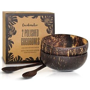 Coconut Bowl & Wooden Spoons Bowl Set - Birthday Gifts for Women - Coconut Bo...
