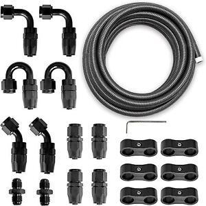 6AN 5/16 PTFE Fuel Line Kit 6 An Fittings Hose Stainless Steel Braided Fuel Hose