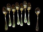 Holly and Gold Silverware Flatware Teapoons Set of 8 & 1 Sugar Spoon