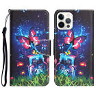 For Various Phone Case Painted Butterfly Flip Women Card Holder Leather Covers