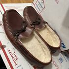 LL Bean Slippers Men's 10 D Leather Double-Sole Slip On Shearling-Lined 197691