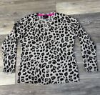 Charter Club 100% Cashmere Womens Size L Luxury Sweater Leopard Print V Neck