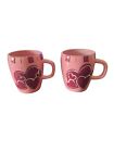 Gate Ware by Laurie Gates Set of 2 Mugs Pink Red Hearts 4 1/2