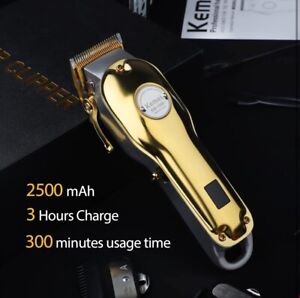 Kemei Golden Cordless Professional Hair Clippers Hair Trimmer For Men, Stylist