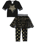 Bonnie Jean Toddler Girl's 3/4 Sleeve Sequin Star Top & Tutu Legging Set-Size-4T