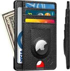 Slim Minimalist Front Pocket 7 Slots Leather Wallet with Case Holder for AirTag