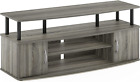 Modern TV Stand for 55 Inch TV | French Oak Grey/Black | Entertainment Center
