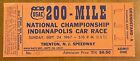1967 USAC 200 Mile Indianapolis Car Race Ticket, Trenton NJ Speedway