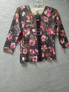 Ann Taylor Sweater Womens Small Multicolor Floral 64% Silk 4% Cashmere Cardigan
