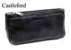 RETIREMENT SALE! Castleford Black Leather 2 Pipe Tobacco Pouch Jumbo 8