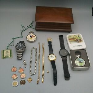 LOT Vintage Mens Jewlery-Mickey Mouse Commemorative Registered Pocket Watch