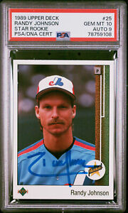 1989 EXPOS Randy Johnson signed ROOKIE card Upper Deck #25 PSA 10 AUTO 9 RC