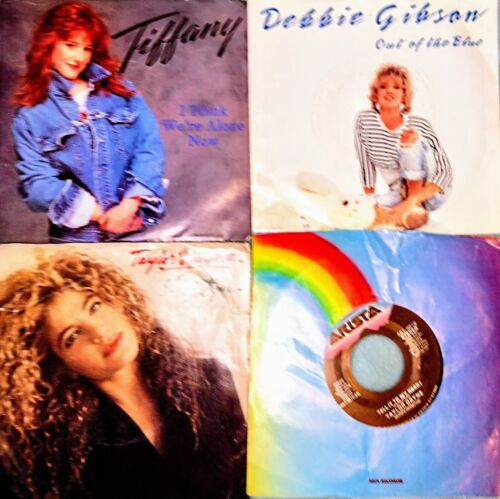 80's Vinyl 45 Record Lot Taylor Dayne, Debbie Gibson & Tiffany 3 Picture Sleeves