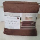 Huntington Home Brown Quilted Sofa Cover Kids Pet Protection Fits Most 74