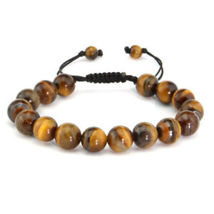 Natural Tiger's Eye Spirit Healing Gemstone Beads Beaded Bracelet Bangle for Men