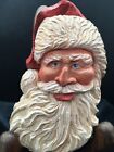Christmas JoseF 6.5” X 3.75” Santa VTG carved wooden face blue eyes