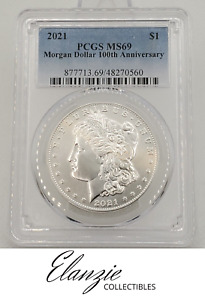 2021 P Morgan Silver Dollar PCGS MS69 Blue Label 100th Anniversary