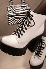 New Women Combat Ankle Booties Boots Lace Up Block Chunky High Heel Lug Platform
