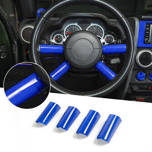 Interior Steering Wheel Trim Cover Decoration For Jeep Wrangler JK 2007-10 Blue